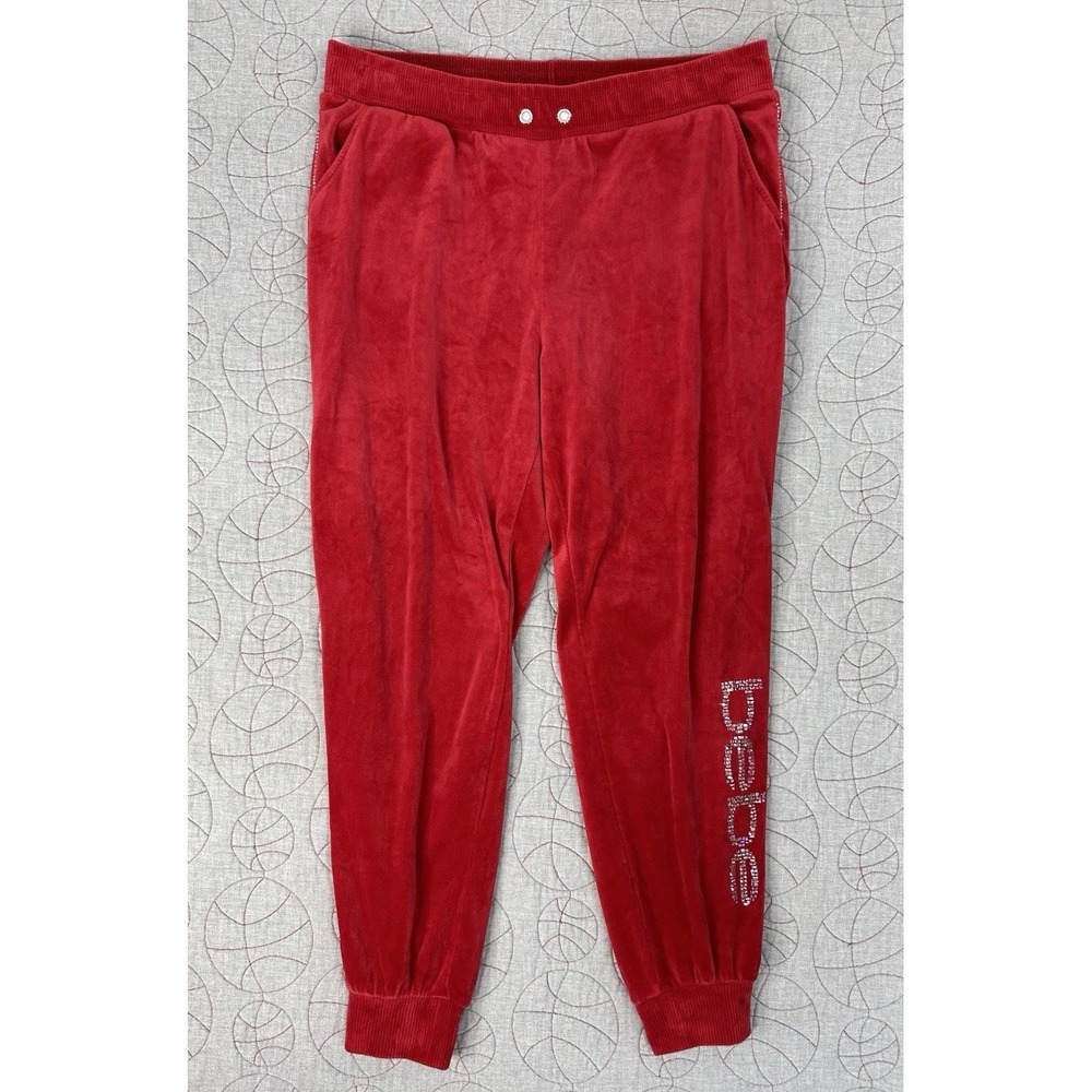 Bebe Jogger Pants Red Velour Rhinestone Ciara‎ / Women's Large